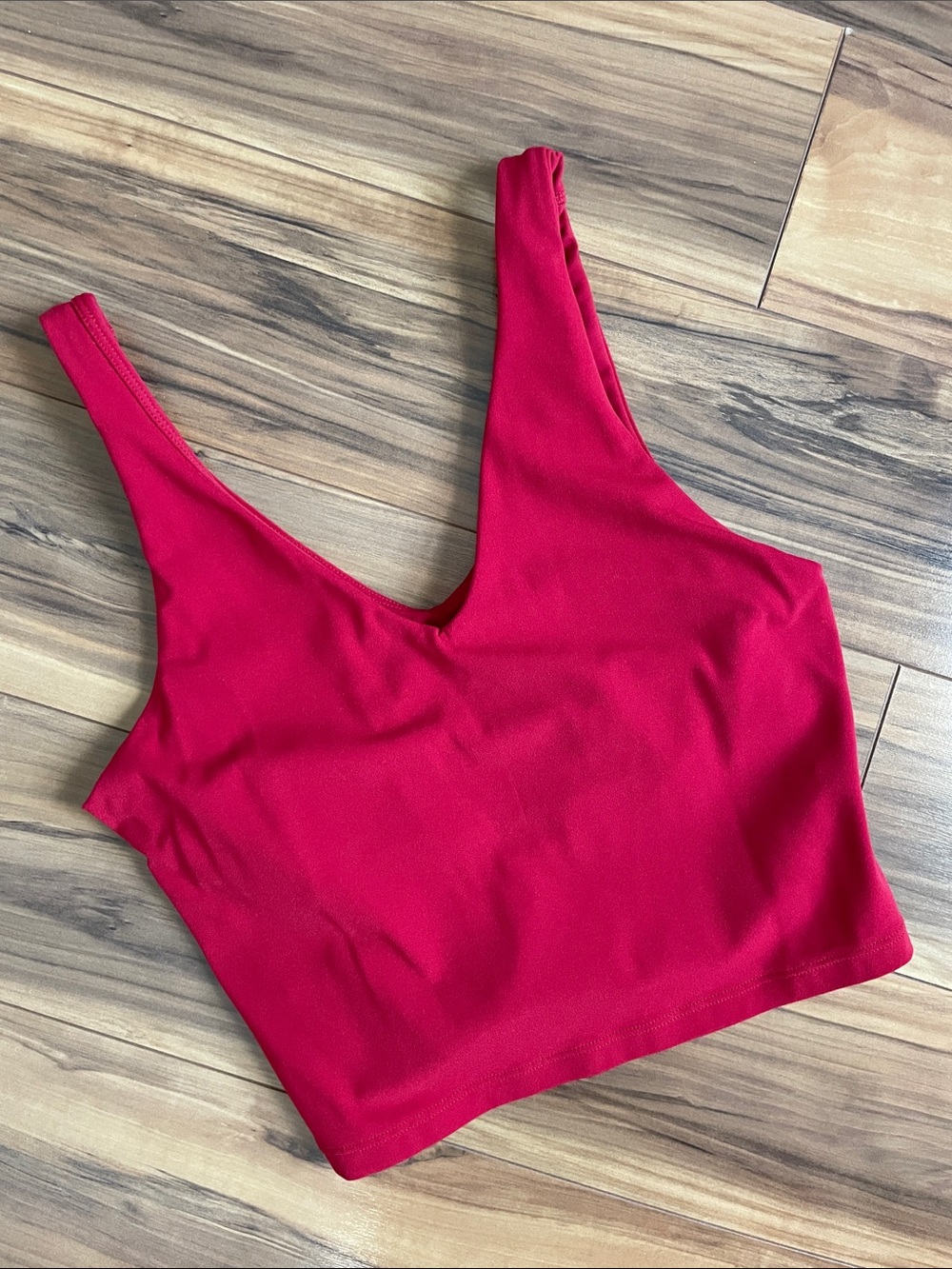 Athleta women’s V-Neck Red Crop Tank Top - Women size S like new
